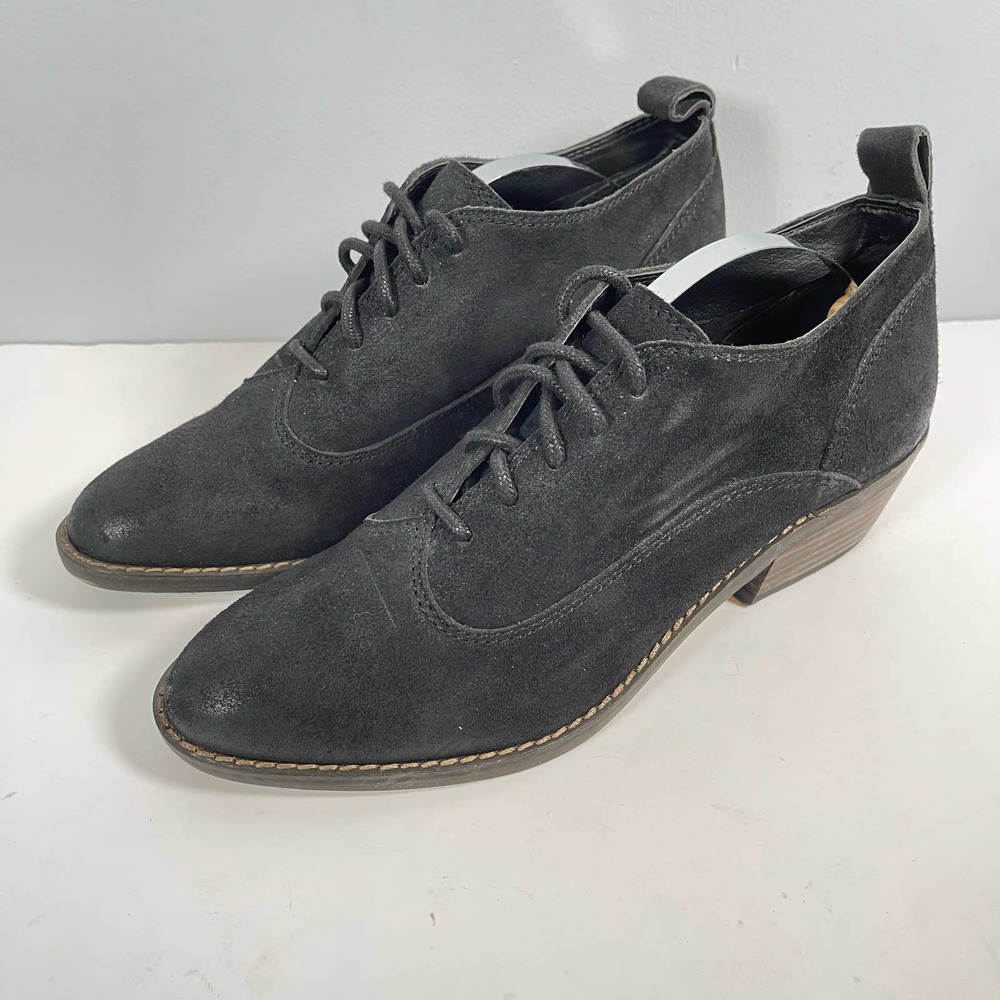 Lucky Brand FANTINE Black leather suede Bootie Ankle Boot sz 7.5M women’s